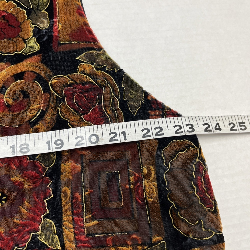 Vintage California Connection Vest Womens 20 Dark Velvet Floral Metallic Outline - Picture 7 of 8